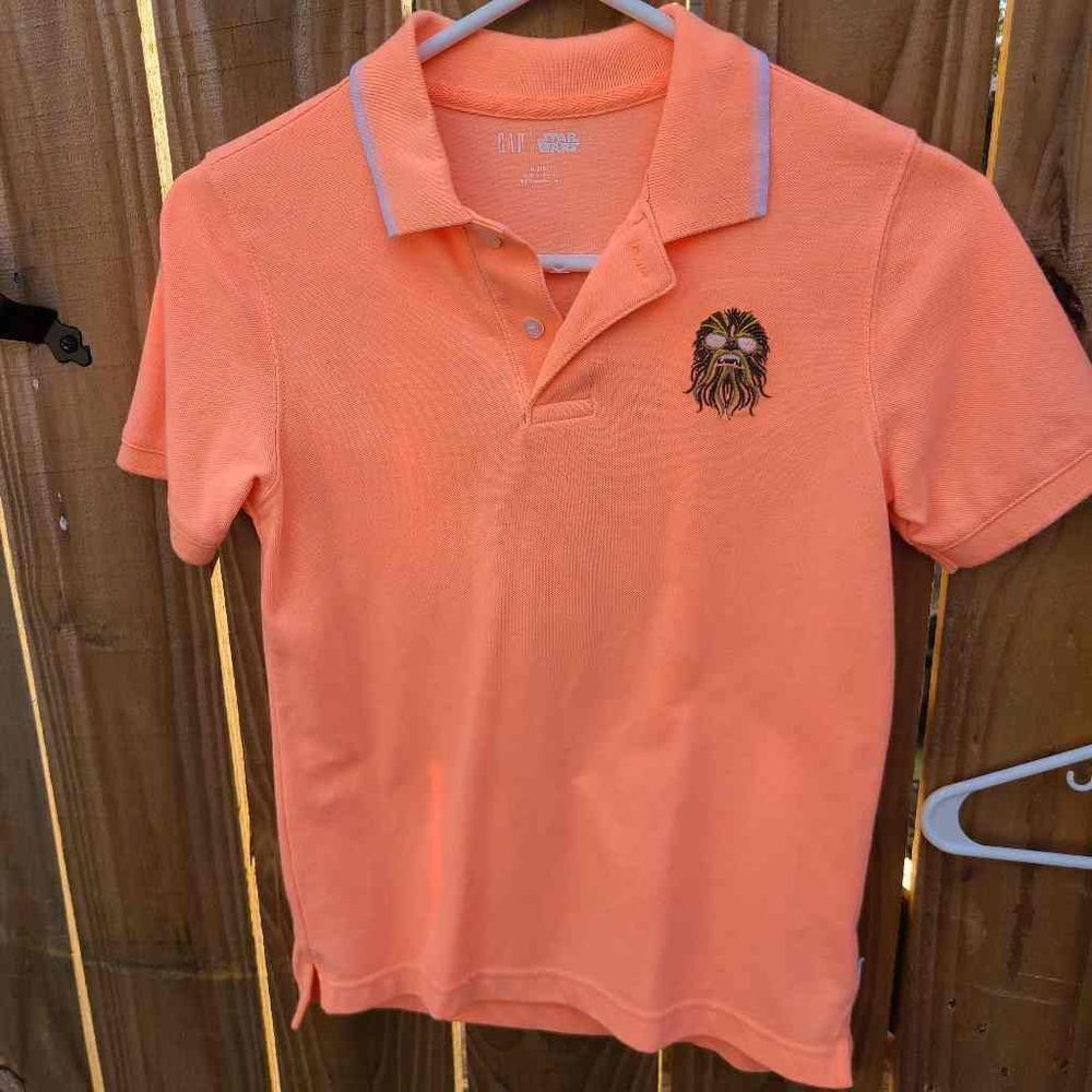 Gap Star Wars Chewbacca Coral Polo Shirt Boys Large 10